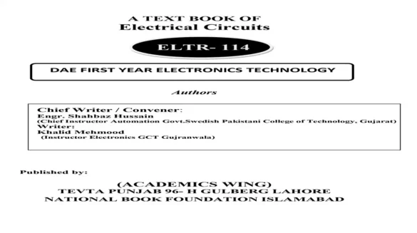 DAE ELTR 114 Electrical Circuits Book